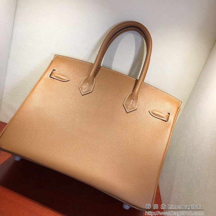 HERMES愛馬仕 鉑金包 Birkin 30cm Epsom 37 Gold 金棕 銀扣 頂級工藝 純手縫蠟線 時尚手提包  Ama1213